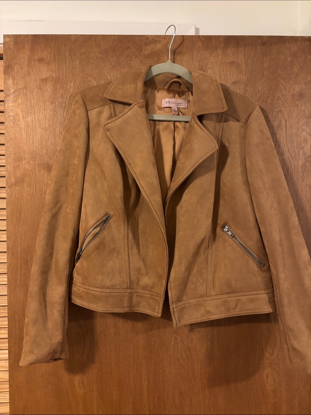 Philosophy Suede Leather Jacket in Tan